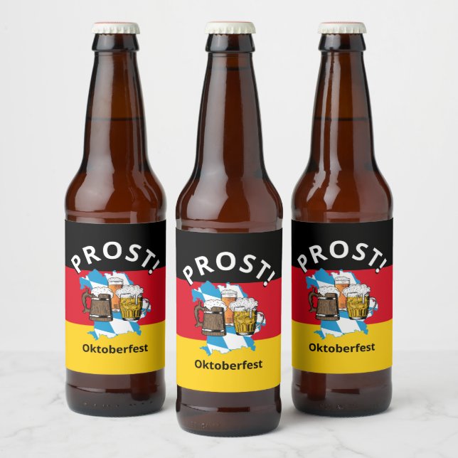 Rótulo Para Garrafa De Cerveja OKTOBERFEST - Bandeira Alemã da Baviera (Garrafas)