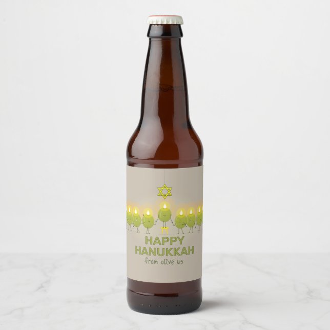 Rótulo Para Garrafa De Cerveja Olive Hanukkah Menorah (Frente)