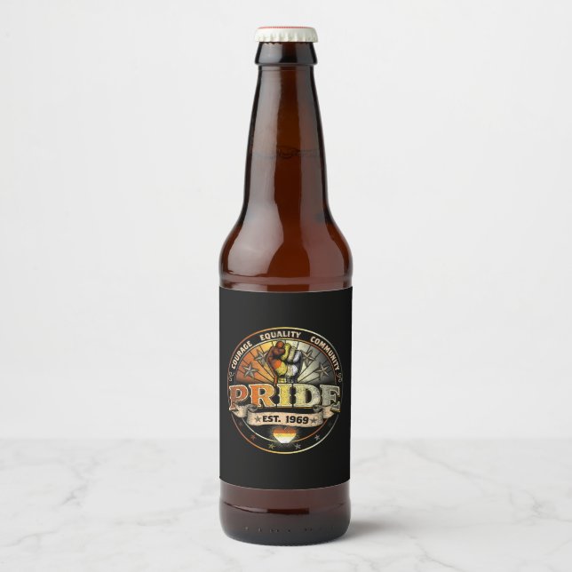 Rótulo Para Garrafa De Cerveja Orgulho Urso est. 1969 (Frente)