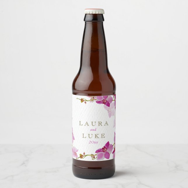 Rótulo Para Garrafa De Cerveja Orquídea Paraíso, Floral (Frente)