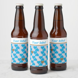 Rótulo Para Garrafa De Cerveja Padrão bávaro branco, azul, personalizado