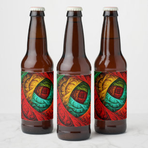 Rótulo Para Garrafa De Cerveja Padrão Colorido de Arte Moderna Abstrato artística