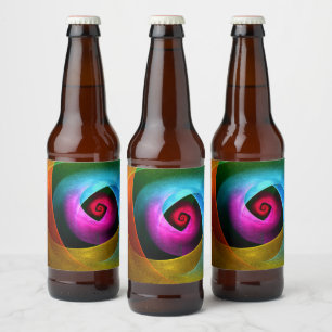 Rótulo Para Garrafa De Cerveja Padrão de Abstrato de Arte Azul Cor-de-Cor-de-Cor 