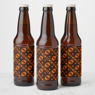 Rótulo Para Garrafa De Cerveja Padrão de Arte Abstrata Boho Moderno Elegante Dour