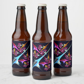 Rótulo Para Garrafa De Cerveja Padrão de cor de Abstrato de arte moderna, cor-de-