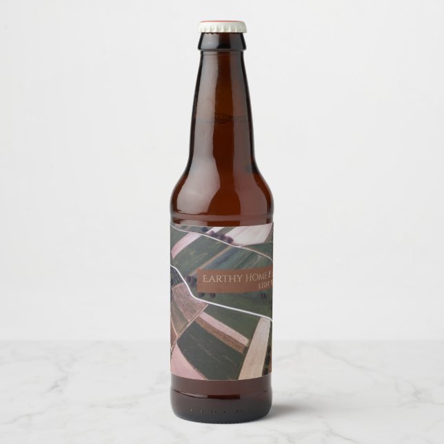 Rótulo Para Garrafa De Cerveja Paisagem Limitada em Campo Aterro Terrestre Verde (Frente)