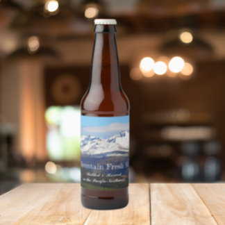 Rótulo Para Garrafa De Cerveja Paisagem Personalizada das Montanhas Snowy
