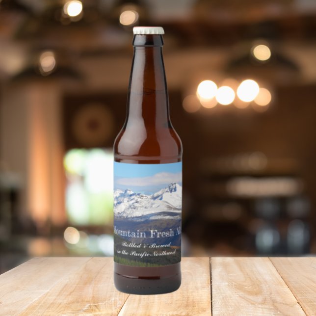 Rótulo Para Garrafa De Cerveja Paisagem Personalizada das Montanhas Snowy (In Situ)