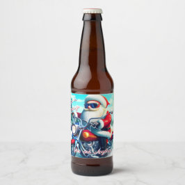 Rótulo Para Garrafa De Cerveja Papais noeis bonitos em motocicleta