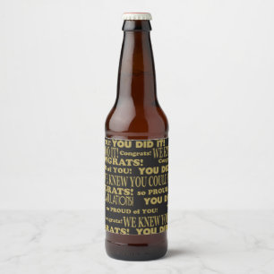 Rótulo Para Garrafa De Cerveja Parabéns do formando preto e Dourado