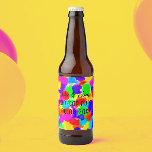 Rótulo Para Garrafa De Cerveja Partido Arco-Íris Vibrante