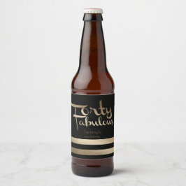 Rótulo Para Garrafa De Cerveja Partido Moderno Dourado aniversário de 40 anos