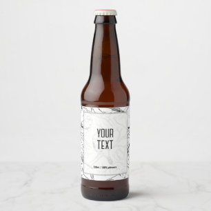 Rótulo Para Garrafa De Cerveja Pássaros padrão moderno desenhado à mão preto e br