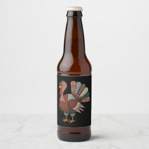 Rótulo Para Garrafa De Cerveja Patchwork de Ação de Graças Inclinou a Turquia