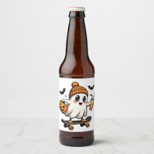 Rótulo Para Garrafa De Cerveja Patinação de Halloween Pumpkin Spice Ghost Fall