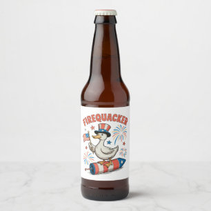 Rótulo Para Garrafa De Cerveja Pato Patriótico Firequacker 4 de Julho 250º