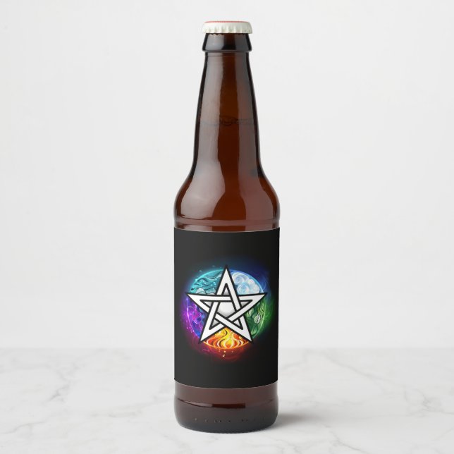 Rótulo Para Garrafa De Cerveja Pentagrama do Wiccan (Frente)