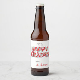 Rótulo Para Garrafa De Cerveja Pepperminta Feliz Feriados Personalizados do Balão