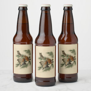 Rótulo Para Garrafa De Cerveja Pequena Coruja das Aves da América de Audubon
