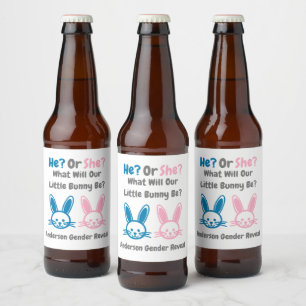 Rótulo Para Garrafa De Cerveja Pequena Revelação de Gênero Bunny