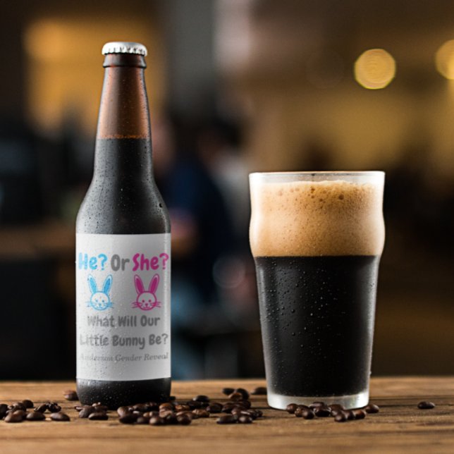 Rótulo Para Garrafa De Cerveja Pequena Revelação de Gênero Bunny (Criador carregado)