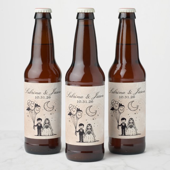 Rótulo Para Garrafa De Cerveja Pequeno Casal Spooky (Garrafas)