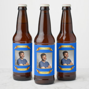 Rótulo Para Garrafa De Cerveja Percorrer Dourado, Foto Personalizada - Personaliz