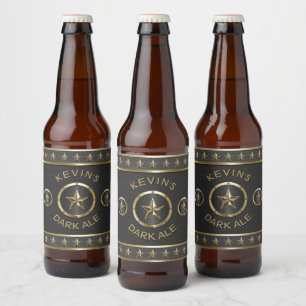 Rótulo Para Garrafa De Cerveja Personalizado de metal de estrela tripla