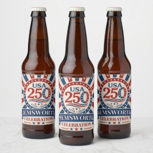 Rótulo Para Garrafa De Cerveja Personalizado Vintage América 250 1776 -2026