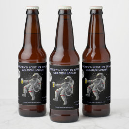 Rótulo Para Garrafa De Cerveja Personalizar Astronauta Espacial Divertido Perdido