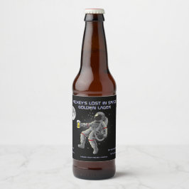 Rótulo Para Garrafa De Cerveja Personalizar Astronauta Espacial Engraçado Perdido