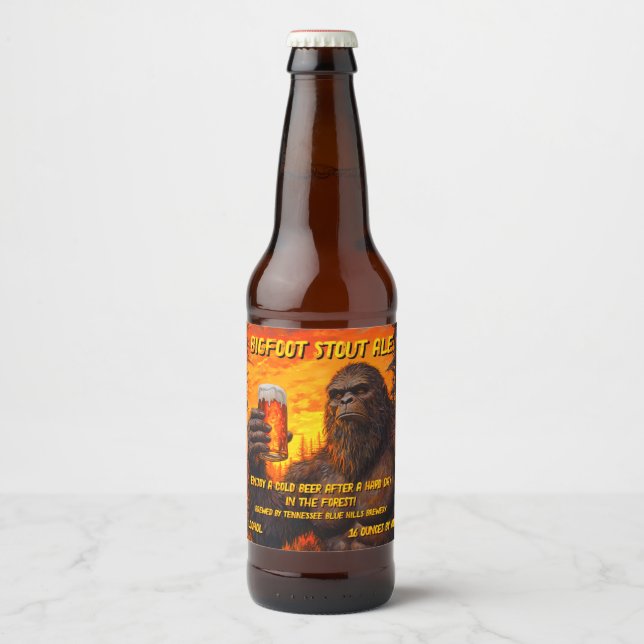 Rótulo Para Garrafa De Cerveja Personalizar Bebendo Bigfoot A Cerveja No Sunset V (Frente)
