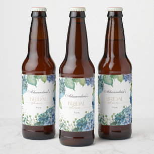 Rótulo Para Garrafa De Cerveja Personalizar Hydrangeas Azuis do Chá de panela