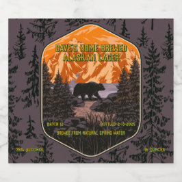 Rótulo Para Garrafa De Cerveja Personalizar Montanhas Natureza do Urso Negro