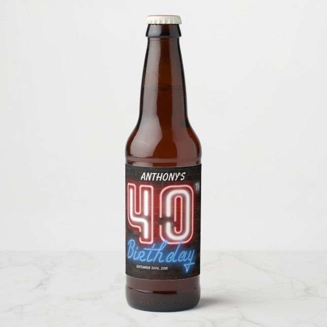 Rótulo Para Garrafa De Cerveja Personalizar o Sinal de Neon Retroativo do Partido (Frente)