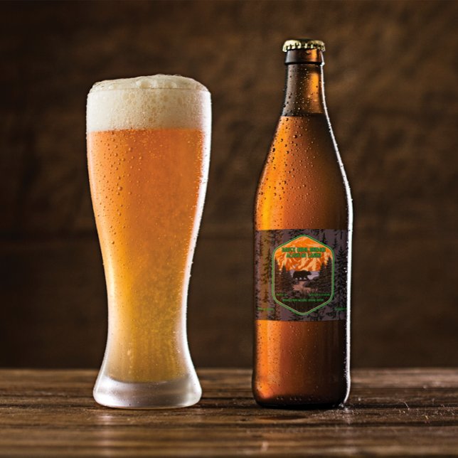 Rótulo Para Garrafa De Cerveja Personalizar o Urso Negro Verde (Criador carregado)