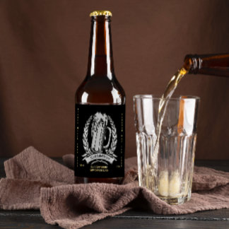 Rótulo Para Garrafa De Cerveja Personalizar Preto Profissional Vintage