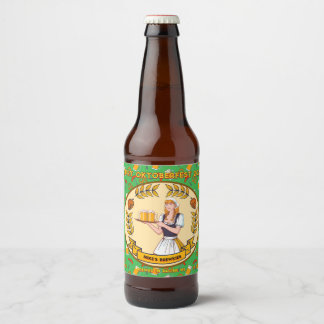 Rótulo Para Garrafa De Cerveja Personalizar Pretzels de Salsicha Detalhados Oktob