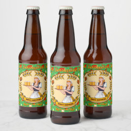 Rótulo Para Garrafa De Cerveja Personalizar Pretzels de Salsicha Detalhados Oktob