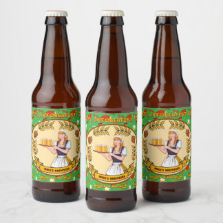 Rótulo Para Garrafa De Cerveja Personalizar Pretzels de Salsicha Detalhados Oktob