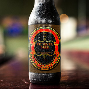 Rótulo Para Garrafa De Cerveja Personalizar Rustico Vermelho Preto Dourado