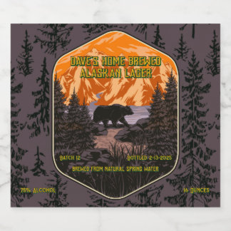 Rótulo Para Garrafa De Cerveja Personalizar Urso Preto Natureza Montanhas