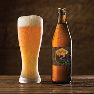 Rótulo Para Garrafa De Cerveja Personalizar Urso Preto Natureza Montanhas Verde
