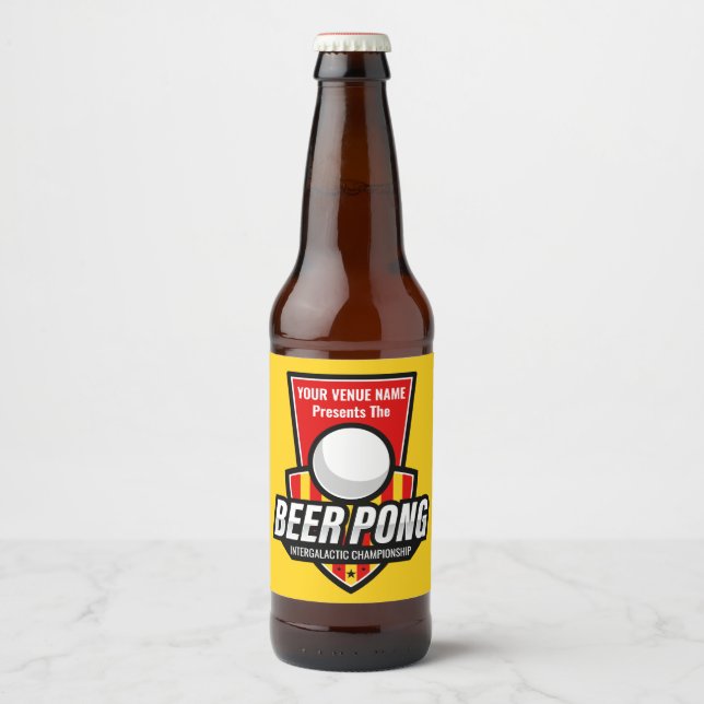 Rótulo Para Garrafa De Cerveja Personalize Este Logo de Beer Pong (Frente)