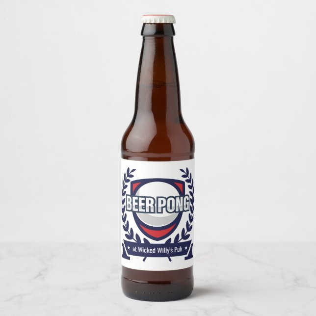 Rótulo Para Garrafa De Cerveja Personalize Este Logo de Beer Pong (Frente)
