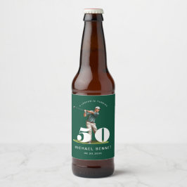 Rótulo Para Garrafa De Cerveja Personalized Green Golf 50th Birthday