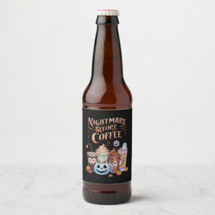 Rótulo Para Garrafa De Cerveja Pesadelo Antes do Café Abóbora Tempero Halloween