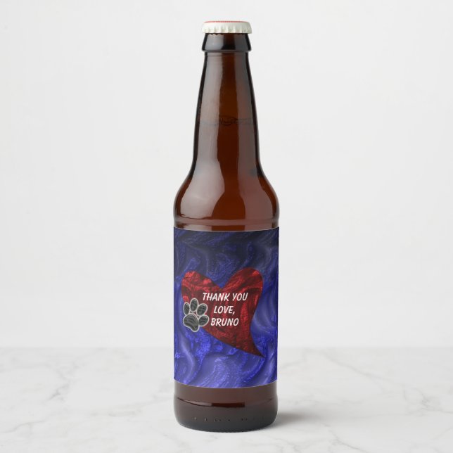 Rótulo Para Garrafa De Cerveja Pet Sitter Obrigado Pw Imprimir Apreciação Cardíac (Frente)