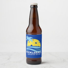 Rótulo Para Garrafa De Cerveja Pickleball Tropical Palm Tree Sun Seu Texto Person