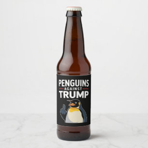 Rótulo Para Garrafa De Cerveja Pinguins de Asas Levantadas Resistem Contra Trump